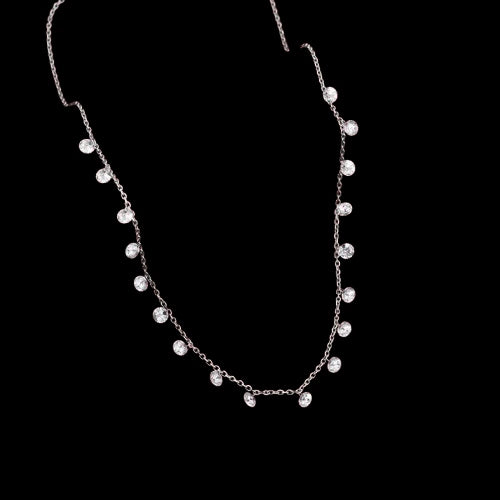 Necklace Moissanite Station Dainty Round Cut Diamonds Chain For Women