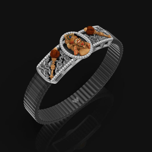 Hanuman Bracelet Diamond Iced Out Spiritual Gold Cuff for Men