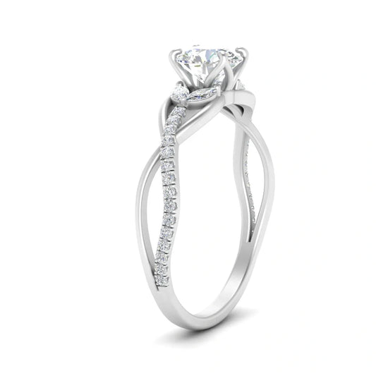 Wedding Band Round Vintage Leaf Moissanite Twisted Ring Design