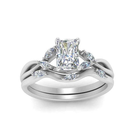 Wedding Band Radiant Twisted Vine Elegant Moissanite Ring For Women Design