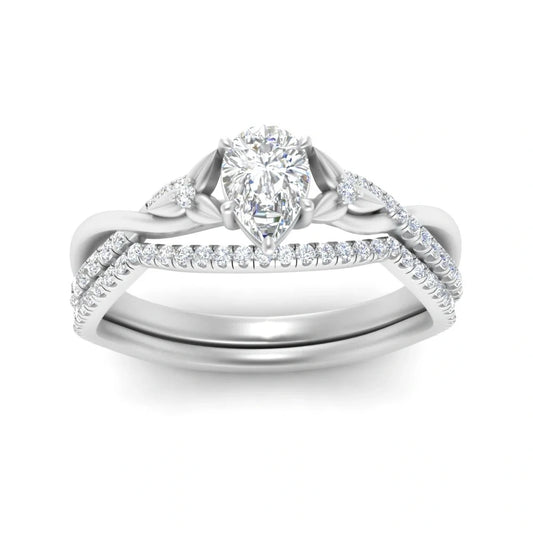 Oval Wedding Band Twisted Vine Moissanite Leaf Bridal Ring