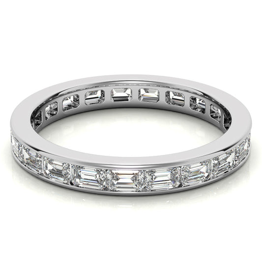 Full Eternity Wedding Band Emerald Moissanite Ring For Her