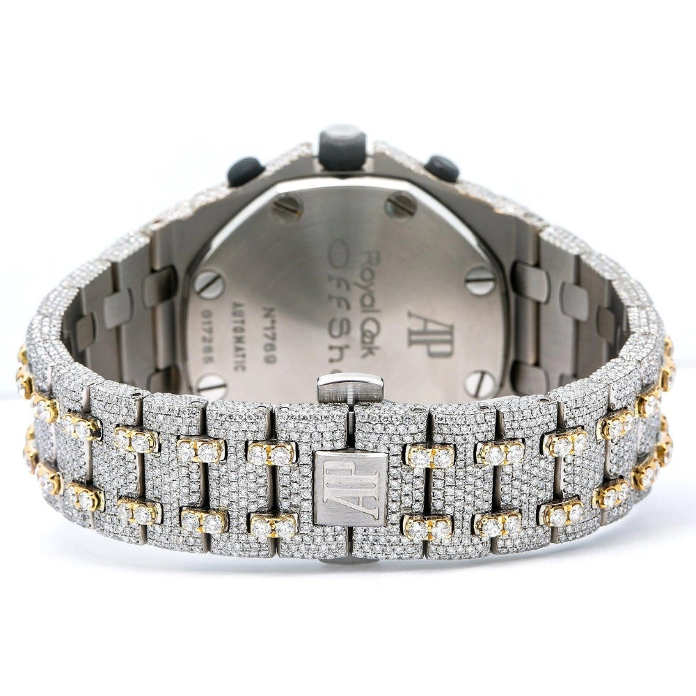 Moissanite Watch Premium Moissanite Bling Gold & Silver Chronograph