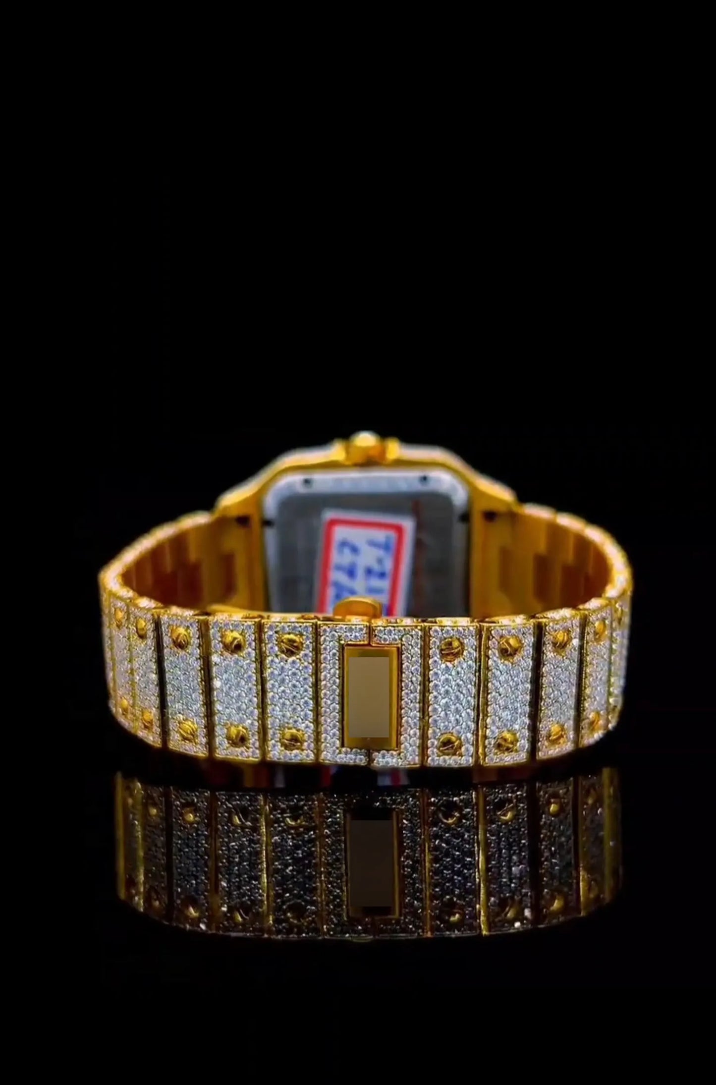 Moissanite Watch Iced Out Gold Square Roman Luxury Men 25ct