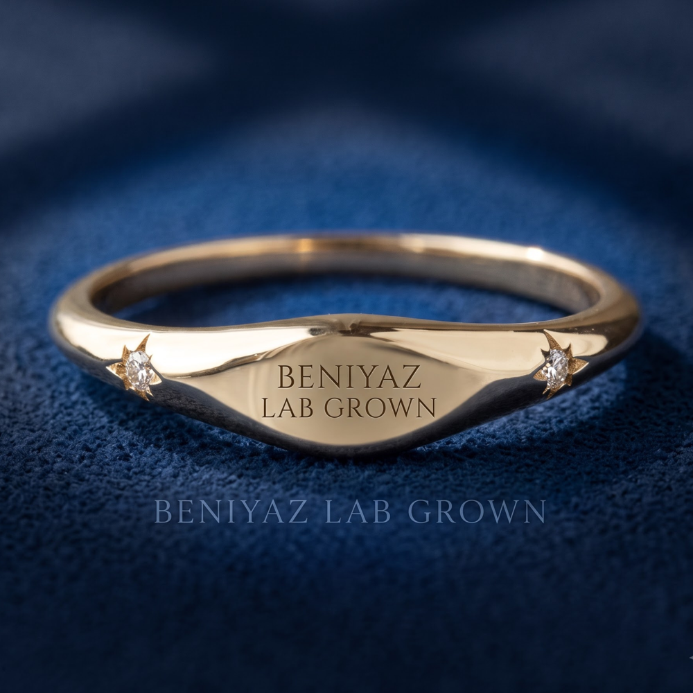 Custom Engraved Lab Grown Diamond Signet Ring