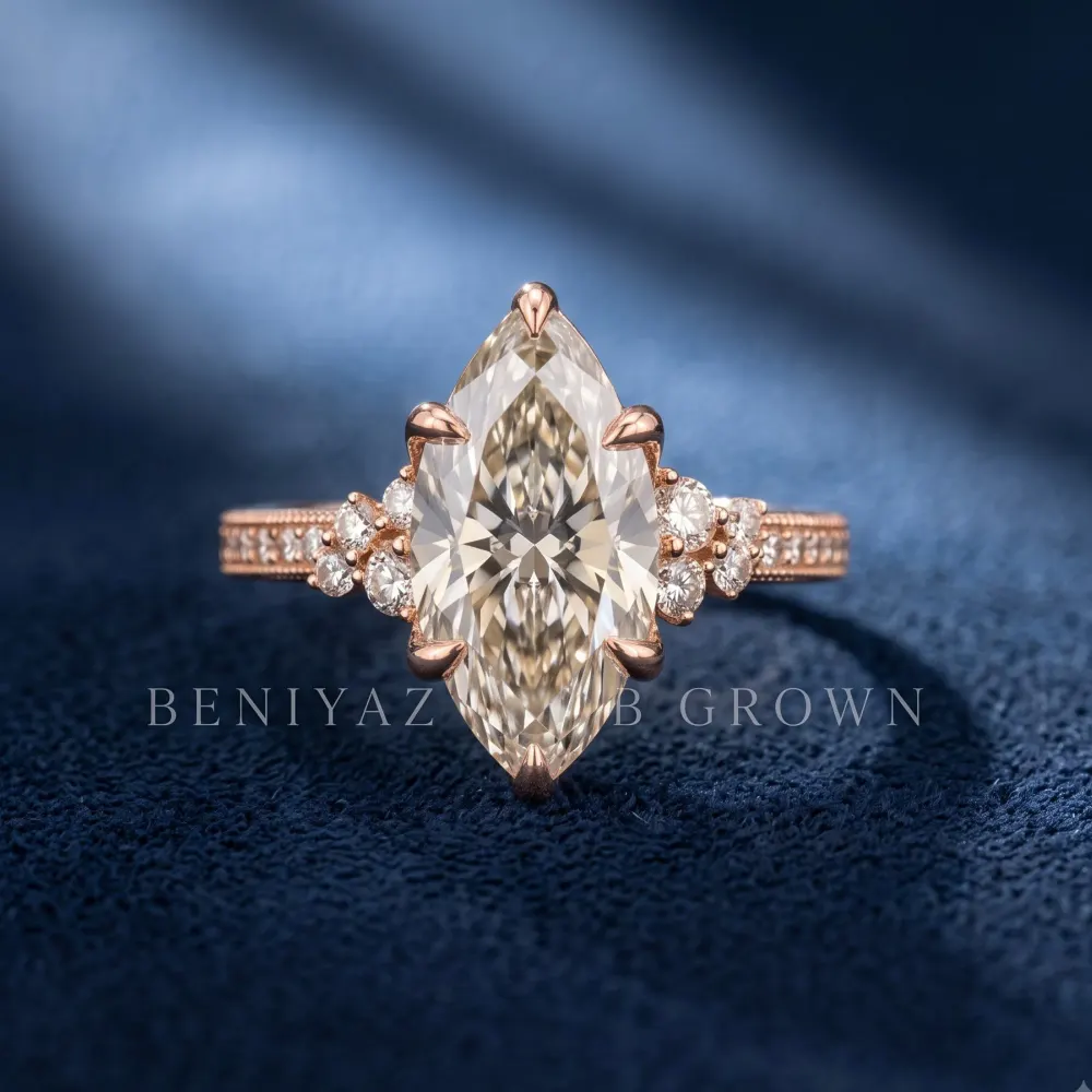 3 CT Marquise Lab Grown Diamond Engagement Ring