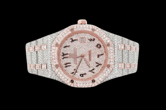 Rose Gold Moissanite Watch Fully Iced Out Luxury Timepiece