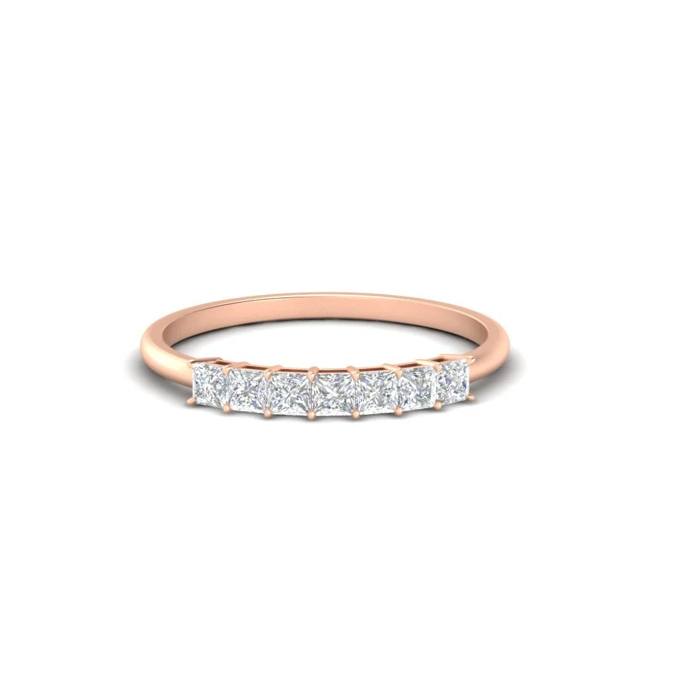 Princess Cut Diamond Wedding Band Seven Stone Gold Wedding Ring