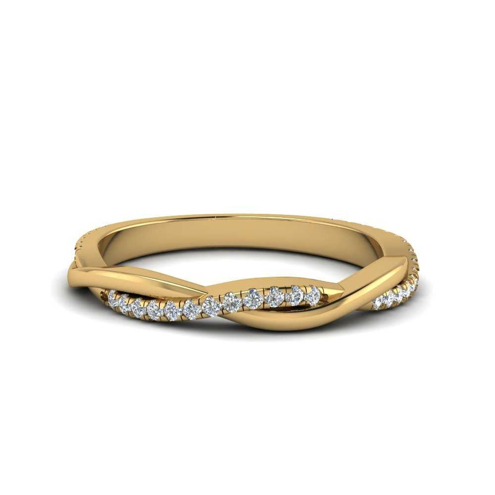 Wedding Band Diamond Twisted Infinity Style Gold Ring For Her