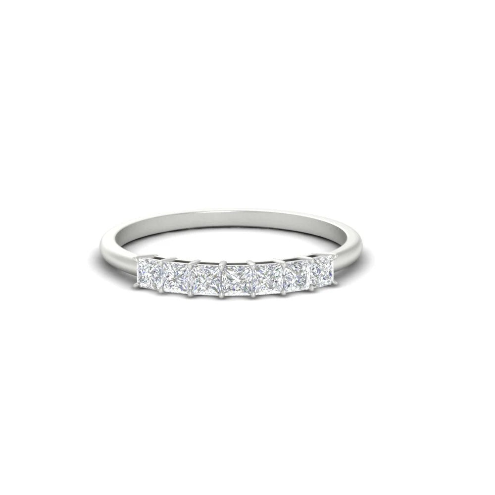 Princess Cut Diamond Wedding Band Seven Stone Gold Wedding Ring