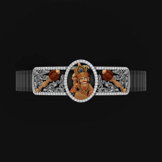 Hanuman Bracelet Diamond Iced Out Spiritual Gold Cuff for Men