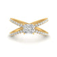 Engagement Ring Princess Cut Criss Cross Diamond Gold Band for Women