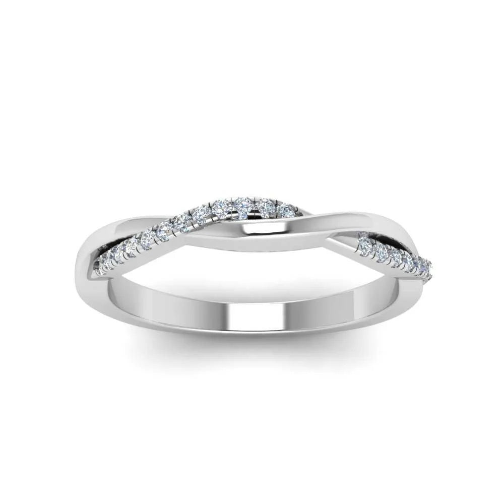 Wedding Band Diamond Twisted Infinity Style Gold Ring For Her