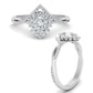 Engagement Ring Pear Cut Halo Diamond Gold Band for Women