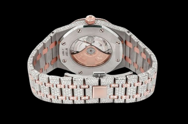 Rose Gold Moissanite Watch Fully Iced Out Luxury Timepiece