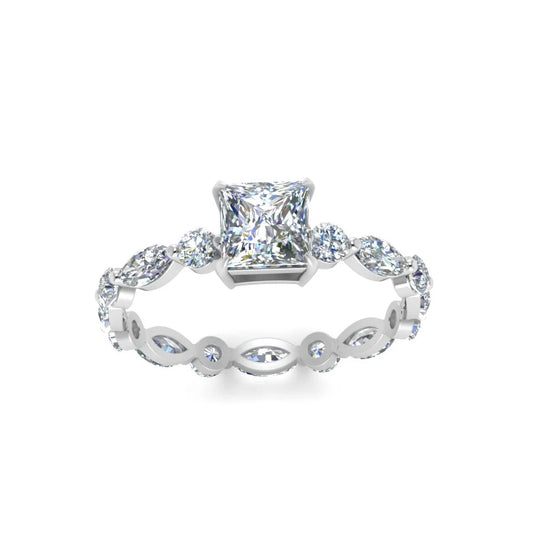 Princess Cut Engagement Ring Marquise Diamond Eternity Band Women