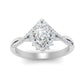 Engagement Ring Pear Cut Halo Diamond Gold Band for Women