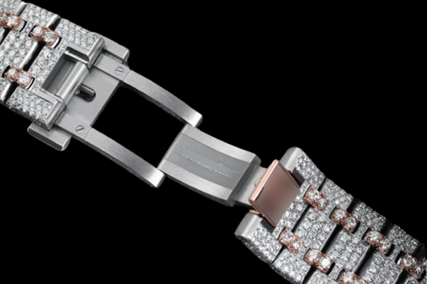 Rose Gold Moissanite Watch Fully Iced Out Luxury Timepiece