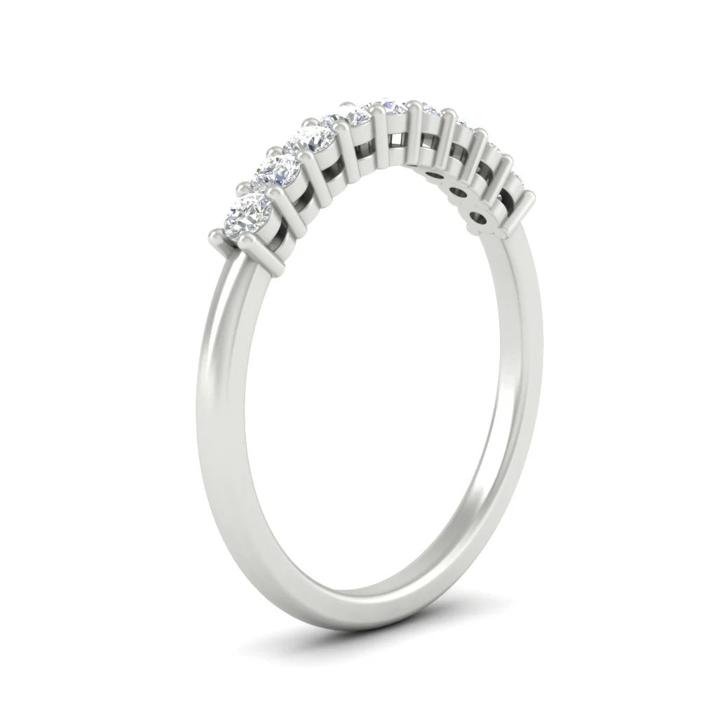 Wedding Band Half Eternity Round Dainty Minimalist Stacking Ring