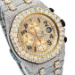 Moissanite Watch Premium Moissanite Bling Gold & Silver Chronograph