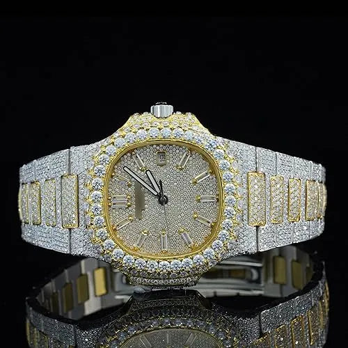 Moissanite Watch Iced Out Silver Rose Gold Automatic Diamond