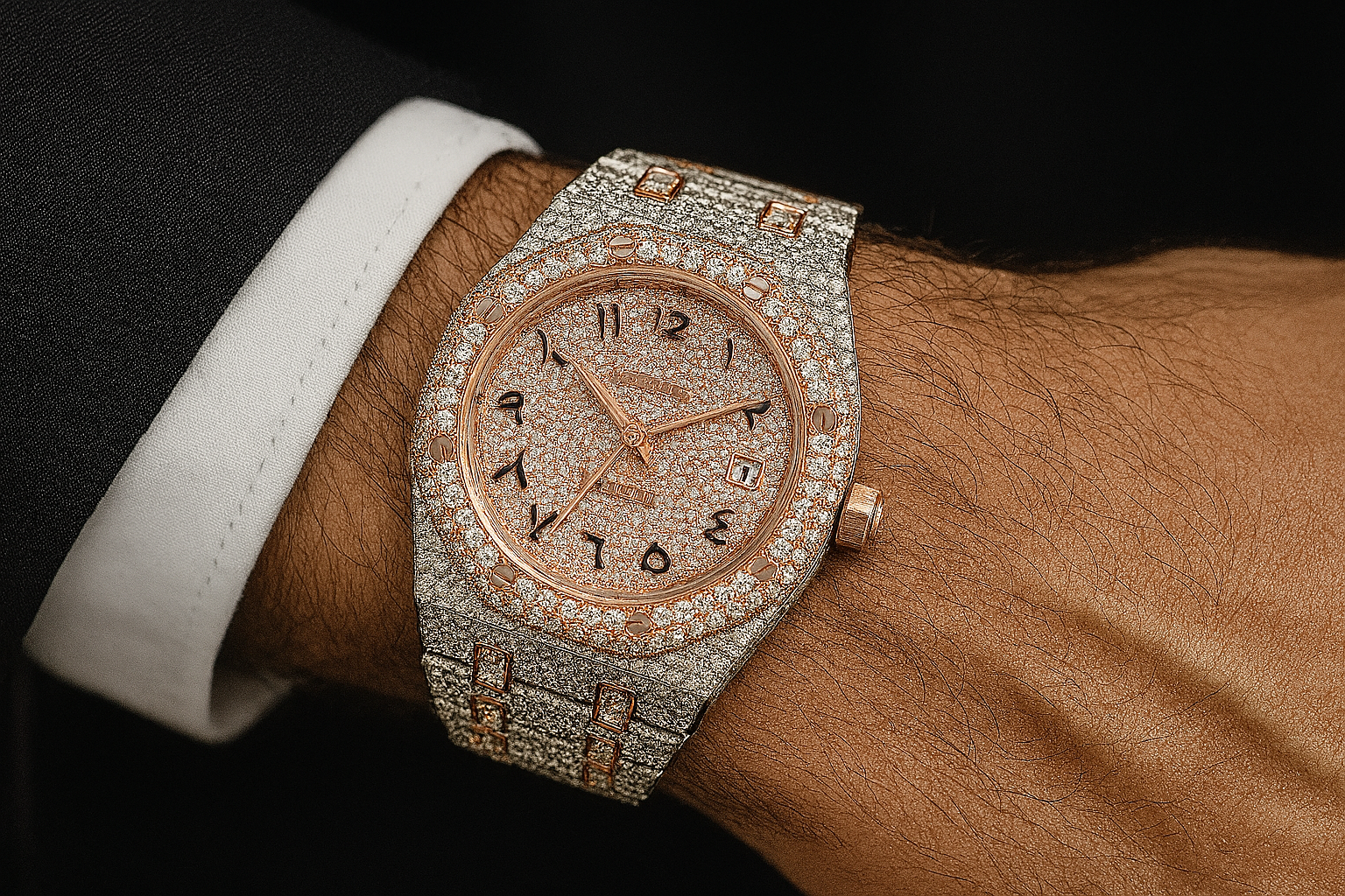 moissanite watch
diamond watch
iced out men's watch
Arabic numerals watch
rose gold moissanite watch
luxury automatic timepiece
watch for men
watch for women
diamond watch for men and women
