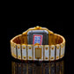 Moissanite Watch Iced Out Gold Square Roman Luxury Men 25ct